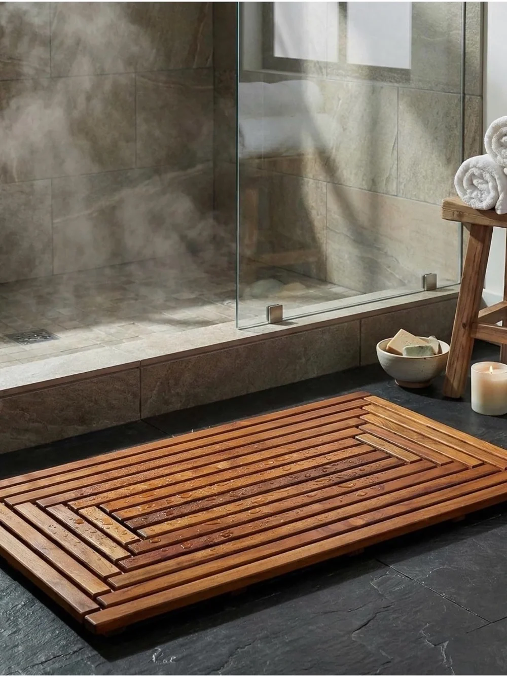 Bare Decor Giza Shower, Spa, Door Mat In Solid Teak Wood, 36